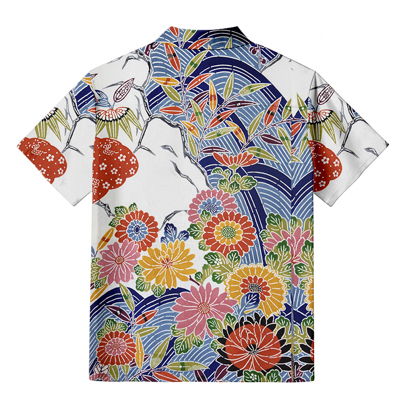 Tokyocanvas Japanese Okinawa Flowers Button-up Shirt
