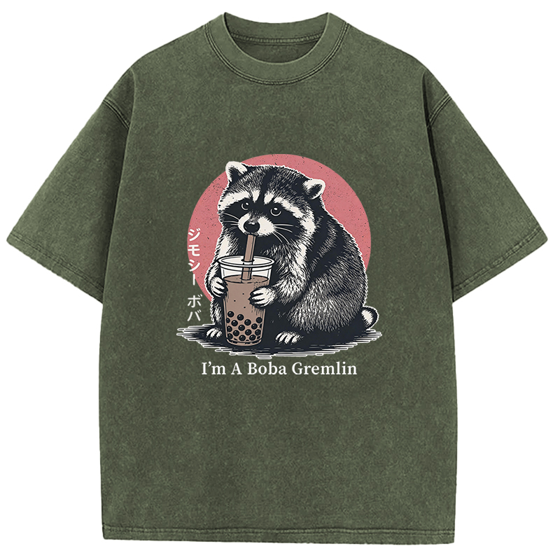 Tokyocanvas Jimothy Raccoon Boba Washed T-Shirt