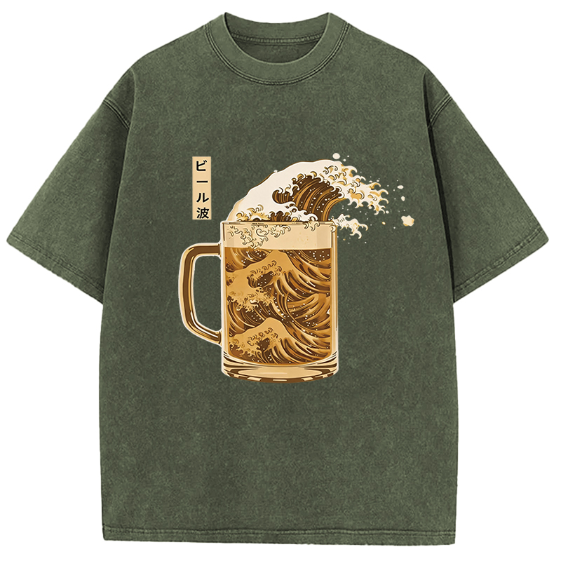 Tokyocanvas Japanese Wave Beer Washed T-Shirt