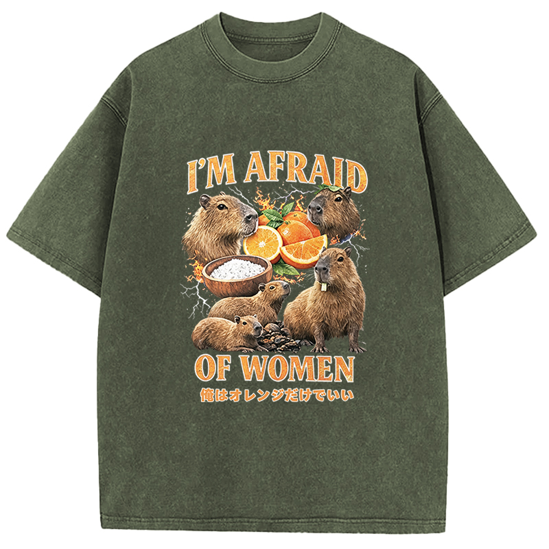 Tokyocanvas Capybara Oranges Graphic Washed T-Shirt