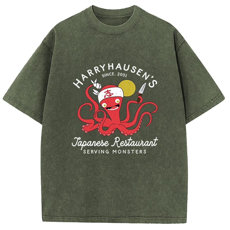 Tokyocanvas Harryhausen's Japanese Restaurant  Washed T-Shirt