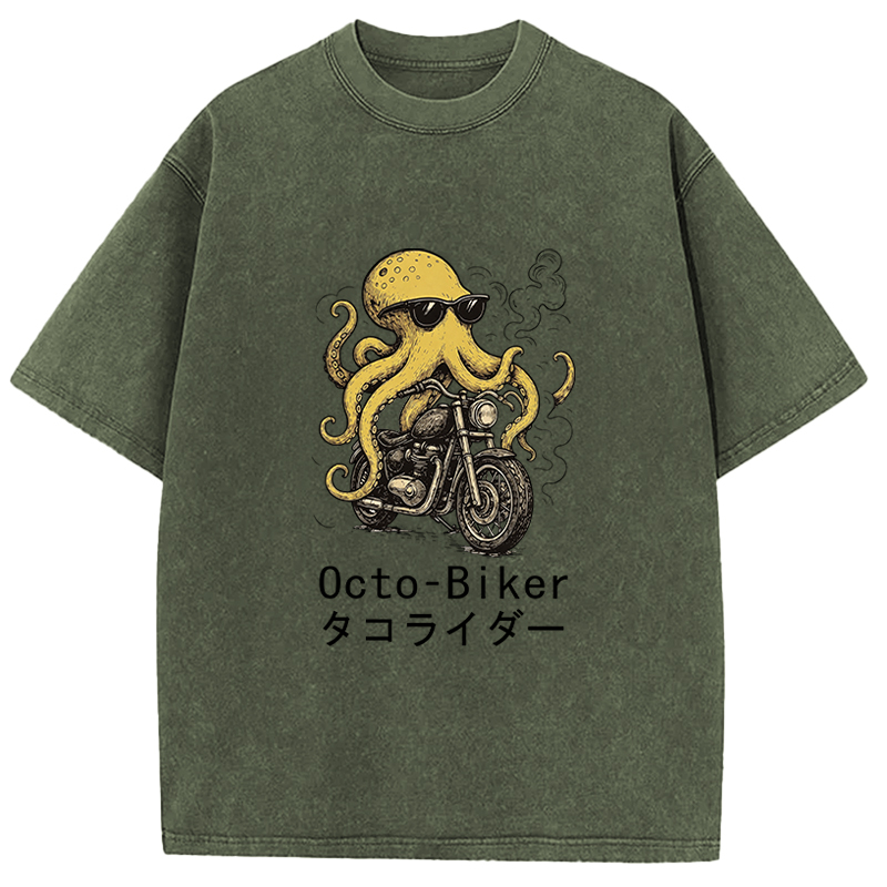 Tokyocanvas Octopus Motorcycle Washed T-Shirt