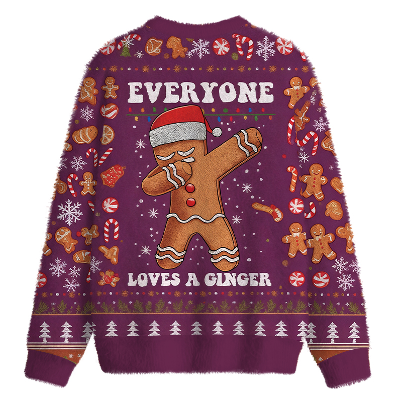 Tokyocanvas Gingerbread Dabbing Dance Fuzzy Christmas Ugly Sweatshirt