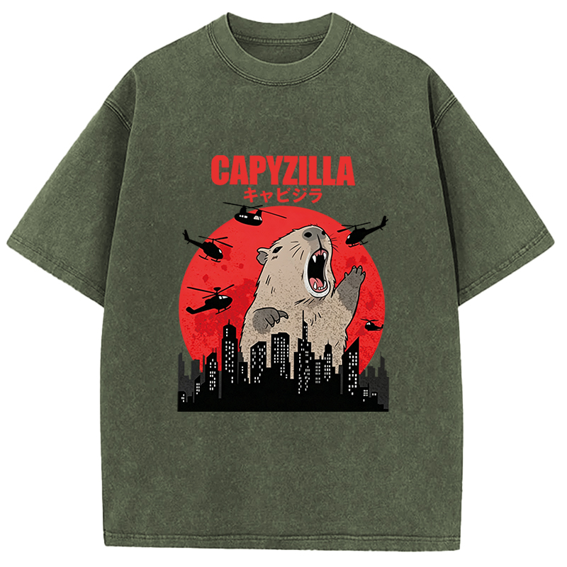 Tokyocanvas Capyzilla Capybara Washed T-Shirt