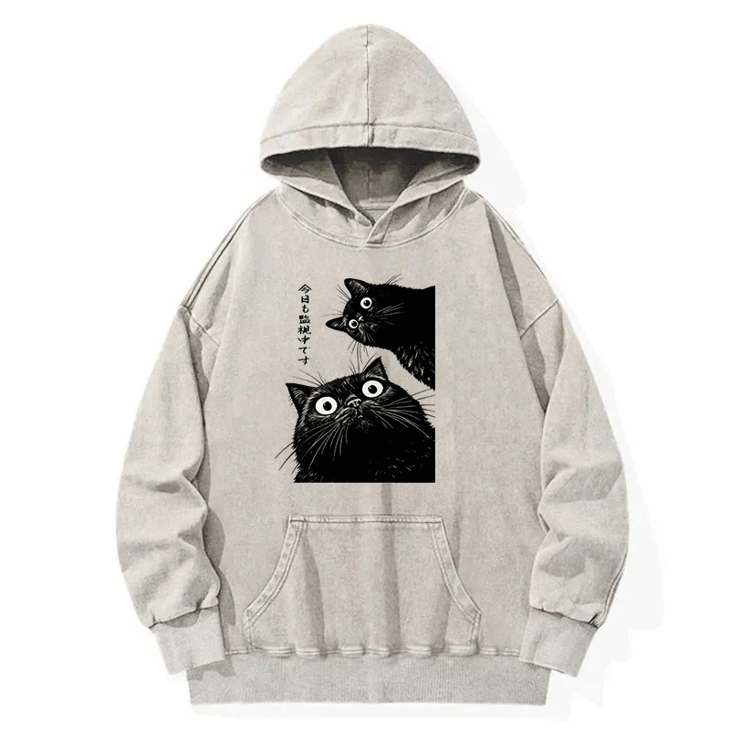 Tokyocanvas The Cat Is Watching Today Washed Hoodie