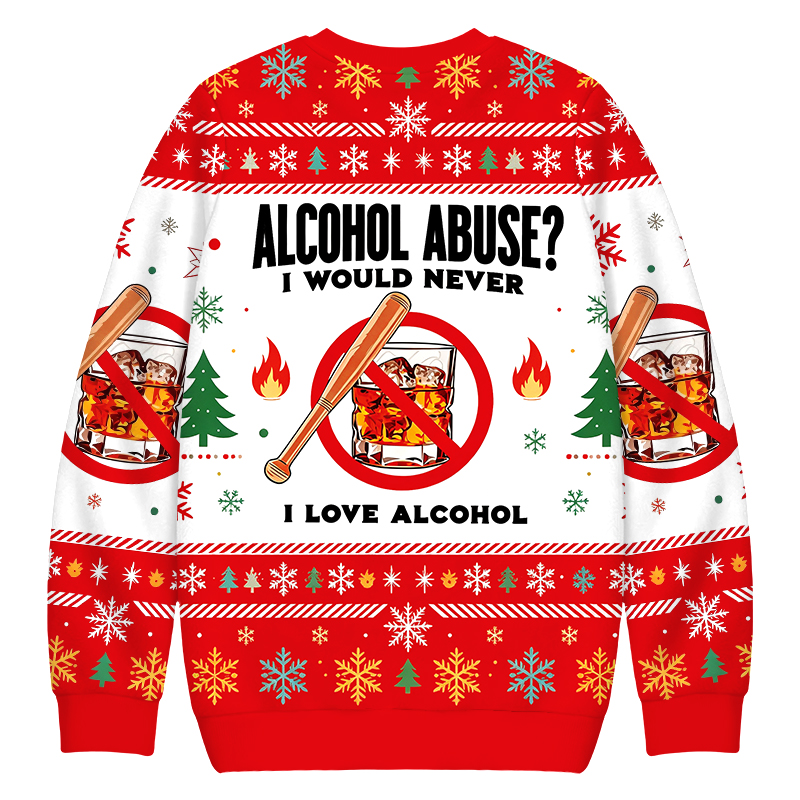 Tokyocanvas Alcohol Abuser Funny Christmas Ugly Sweatshirt