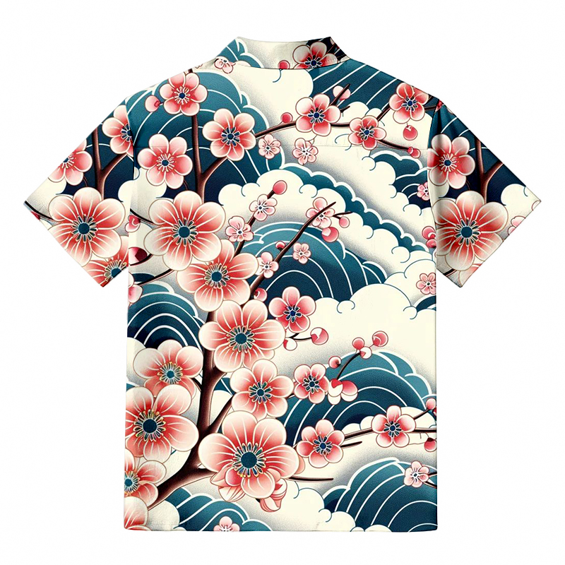 Tokyocanvas Pink And White Cherry Blossoms Button-up Shirt