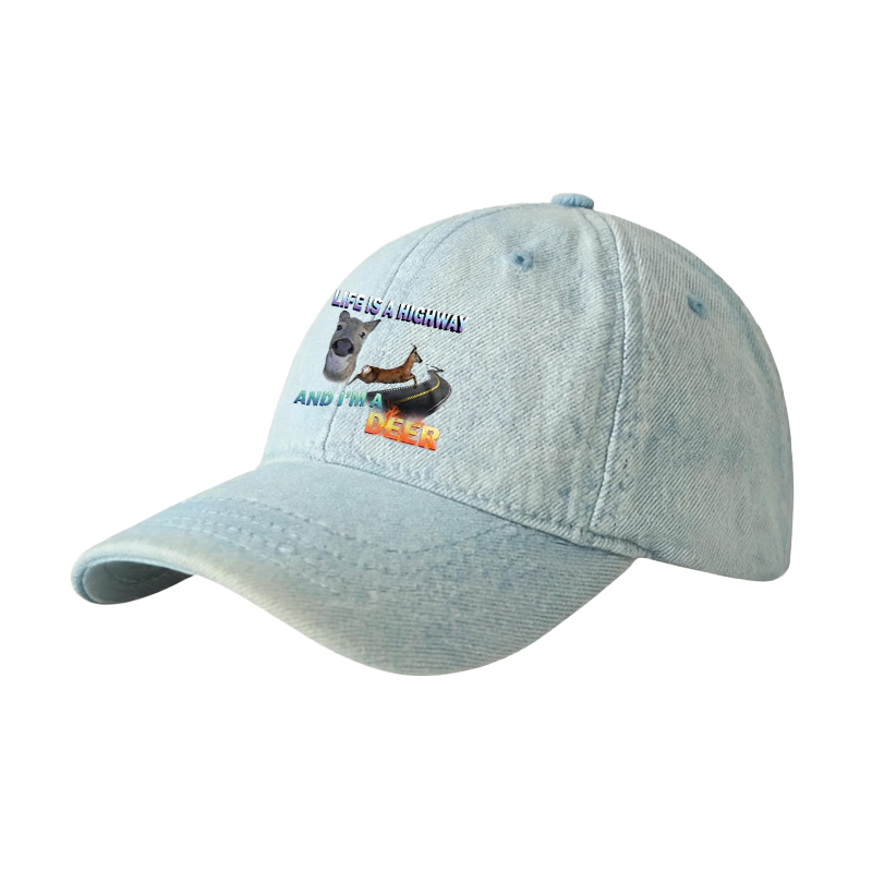 Tokyocanvas Life Is A Highway I Am A Deer Meme Denim Cap