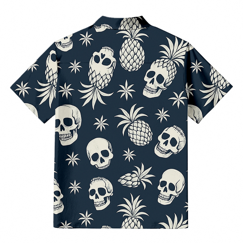 Tokyocanvas Pineapple Skull Aloha Button-up Shirt