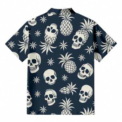 Tokyocanvas Pineapple Skull Aloha Button-up Shirt