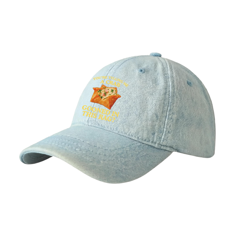 Tokyocanvas You're Telling Me A Crab Rangoon Meme Denim Cap