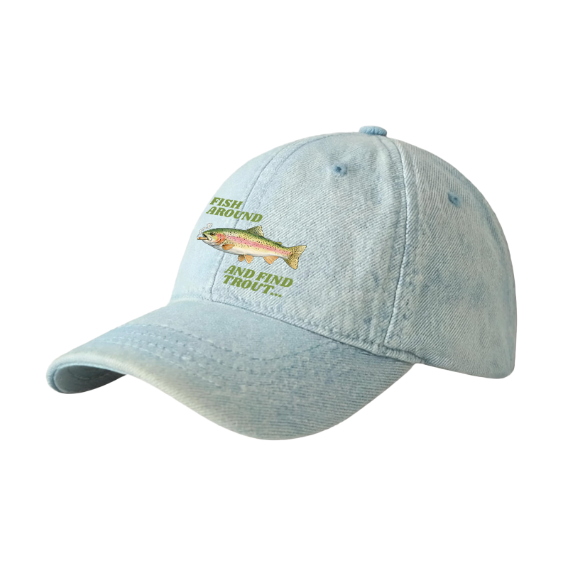 Tokyocanvas Fish Around and Find Trout Meme Denim Cap