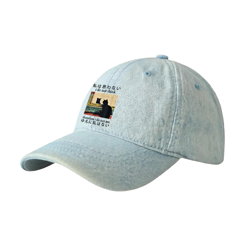 Tokyocanvas I Do Not Think Therefore I Do Not Am Denim Cap
