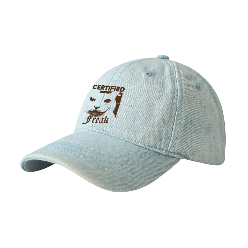 Tokyocanvas Certified Freak Cat Meme Denim Cap