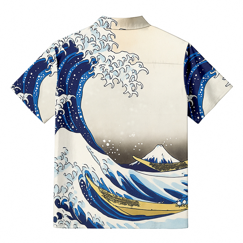 Tokyocanvas The Great Wave Off Kanagawa Button-up Shirt