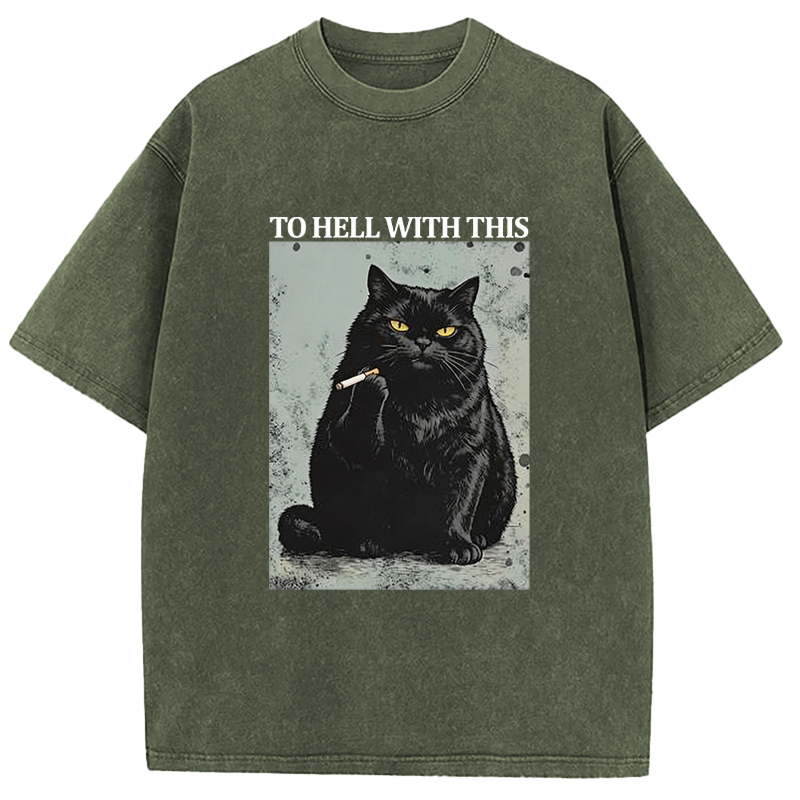 Tokyocanvas Fuck This Shit Black Cat Washed T-Shirt