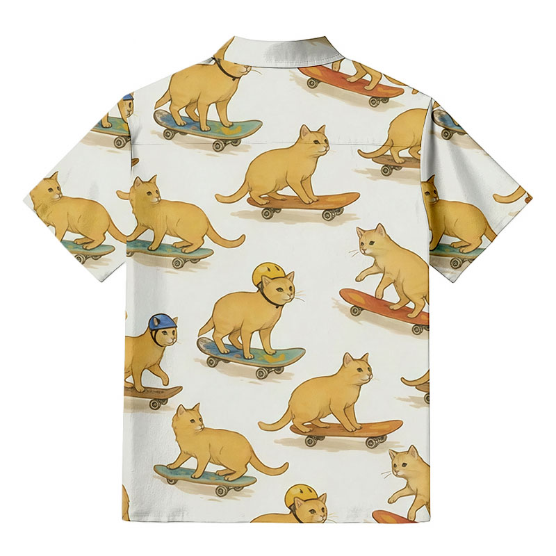 Tokyocanvas Cat Skateboarding Button-up Shirt