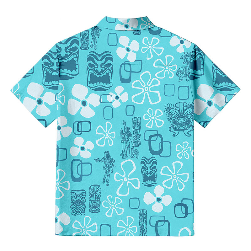 Tokyocanvas Hula Girl Blue Button-up Shirt