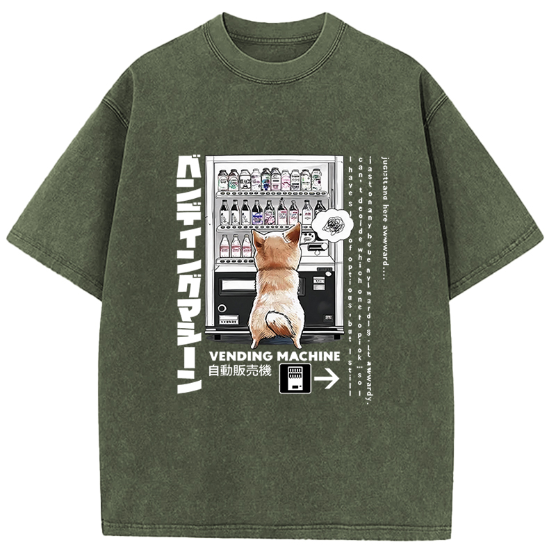 Tokyocanvas Shiba Inu Vending Machine Meme Graphic Washed T-Shirt