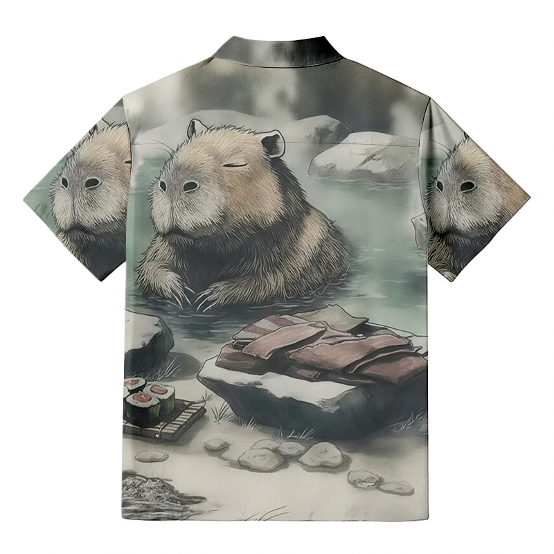 Tokyocanvas Capybara In Hot Springs Button-up Shirt