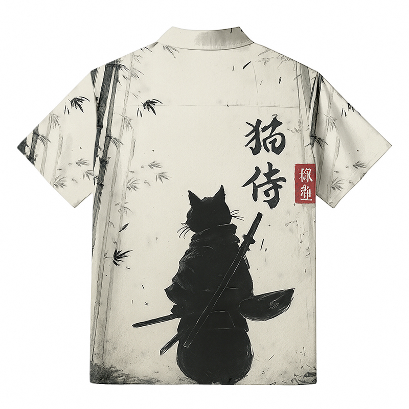 Tokyocanvas Samurai Cat In The Bamboo Forest Button-up Shirt