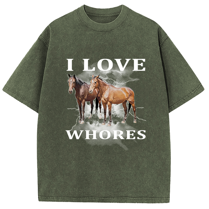 Tokyocanvas Cringe Horse Meme Washed T-Shirt