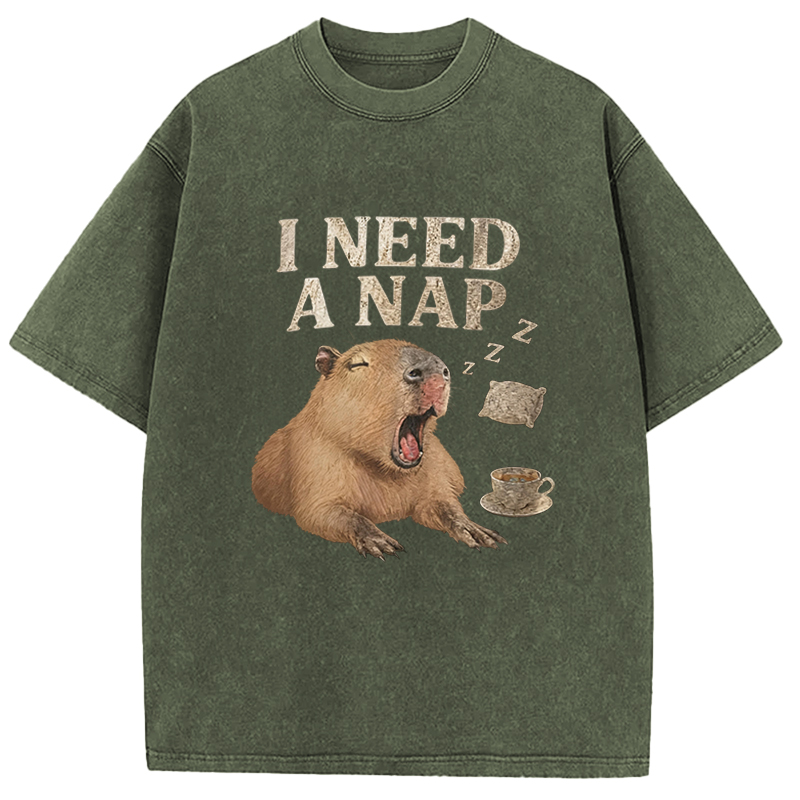Tokyocanvas Nap Capybara Washed T-Shirt
