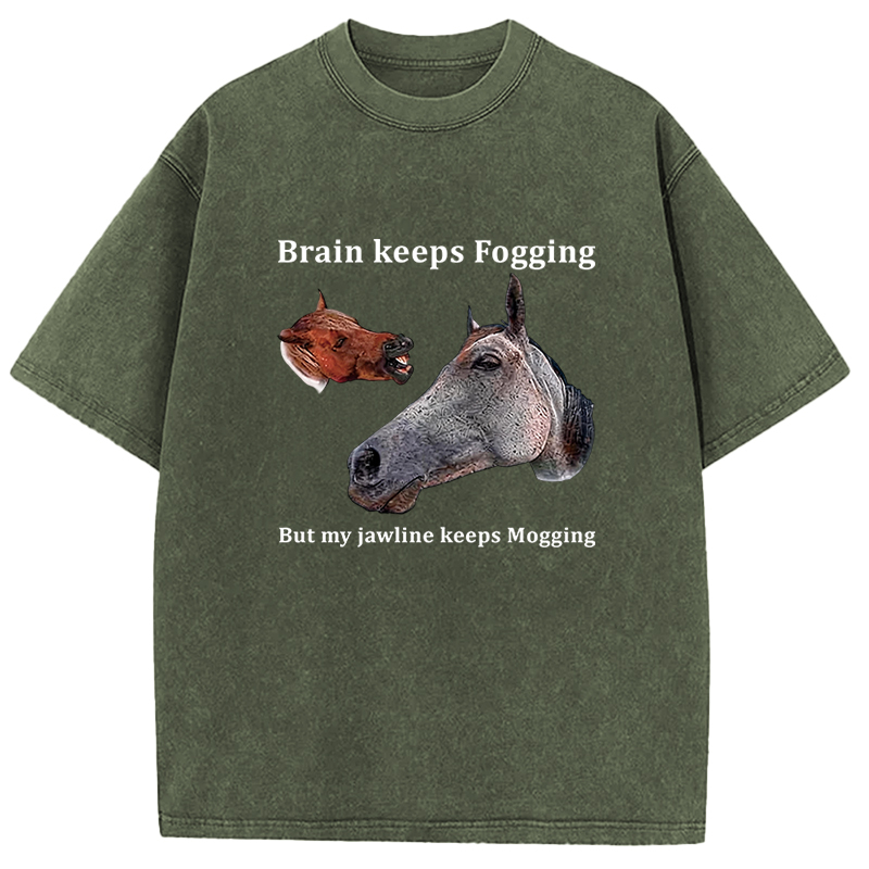 Tokyocanvas Horse Jawline Mogging Washed T-Shirt