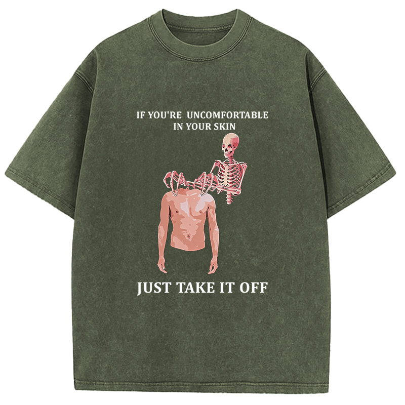 Tokyocanvas Skeleton Skin Off Washed T-Shirt
