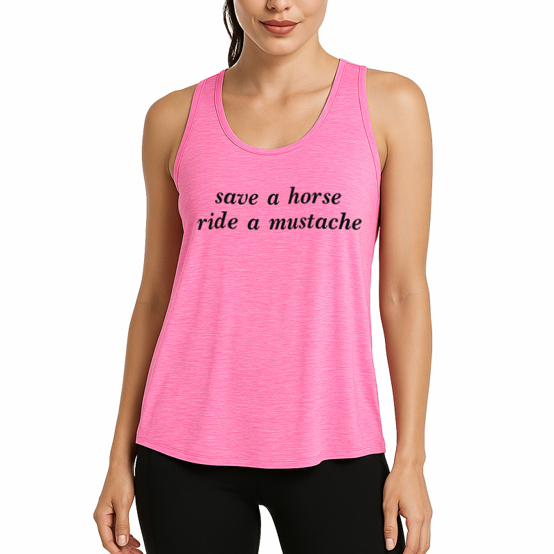 Tokyocanvas Save A Horse Ride A Mustache Fitness Tank