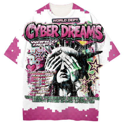 Tokyocanvas Cyberpunk Liberty Statue Graphic Print T-shirt