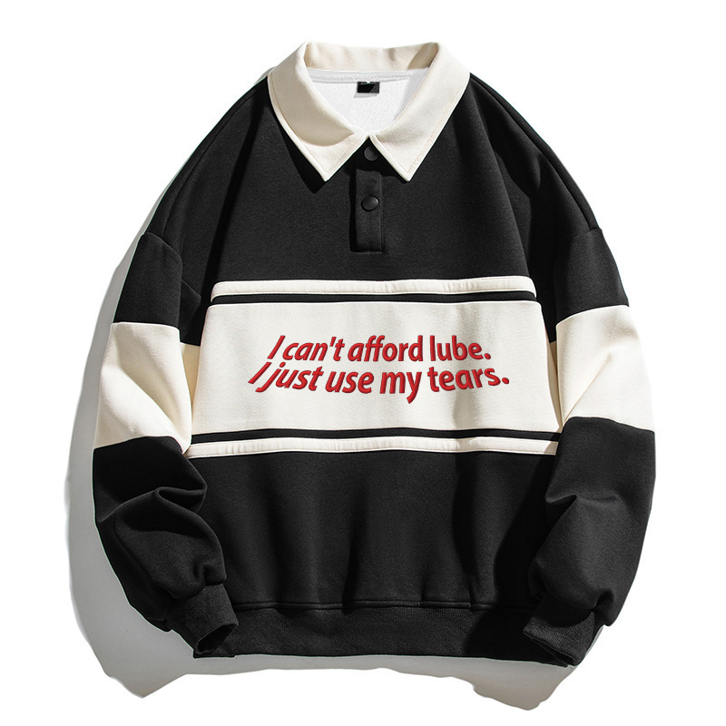 Tokyocanvas I Can't Afford Lube Polo Embroidered Sweatshirt