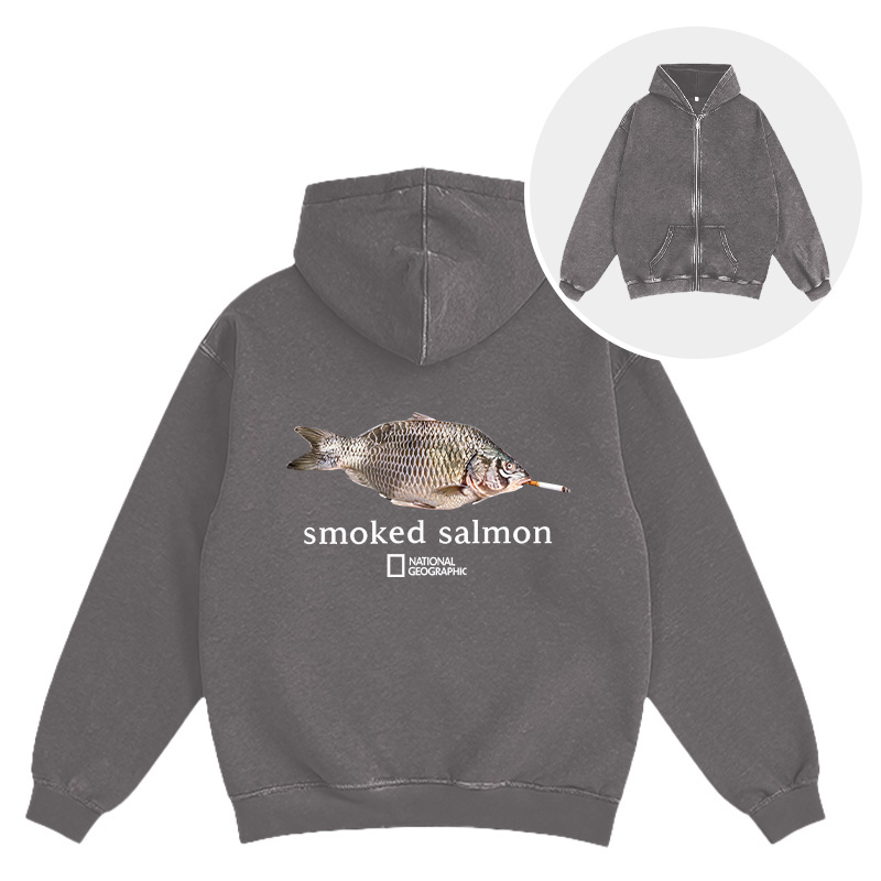 Tokyocanvas Smoked Salmon Washed Zip Hoodie