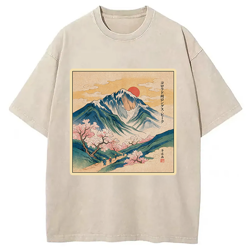 Tokyocanvas CVintage Japanese Mountain Sakura Washed T-Shirt