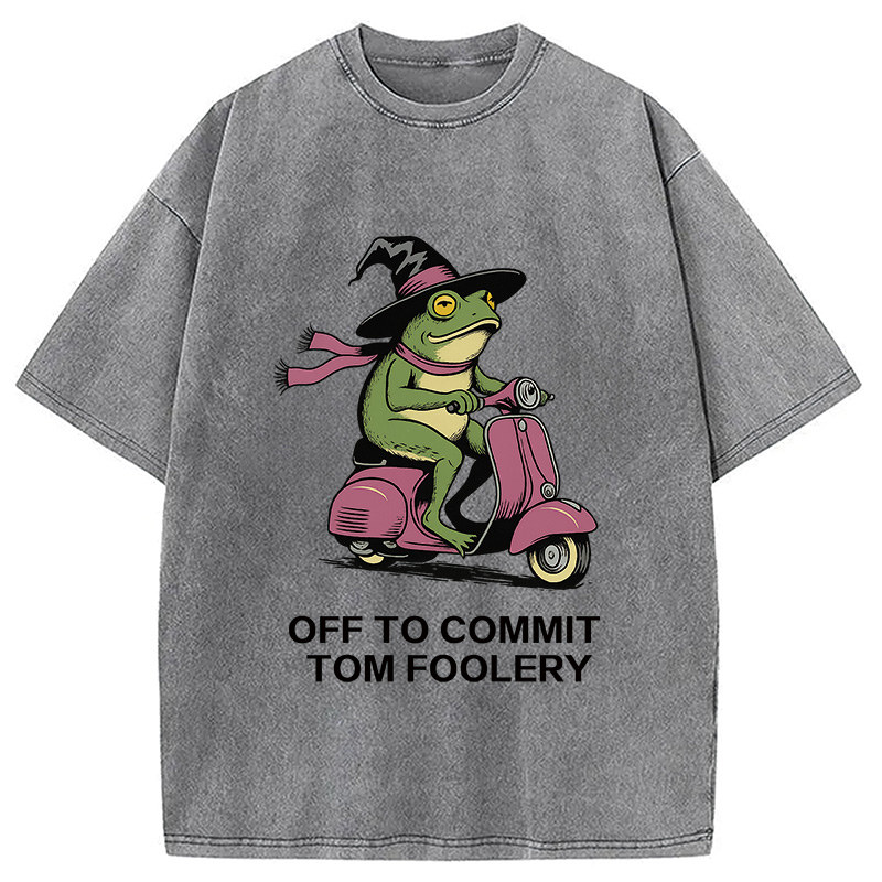 Tokyocanvas Off to Commit Tom Foolery Frog Washed T-Shirt