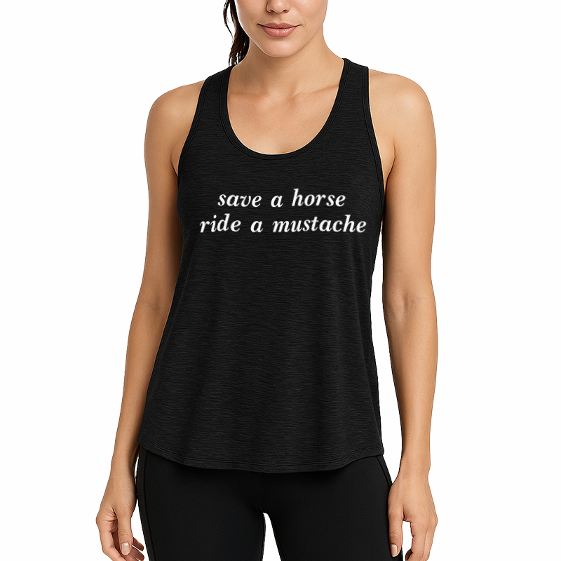 Tokyocanvas Save A Horse Ride A Mustache Fitness Tank