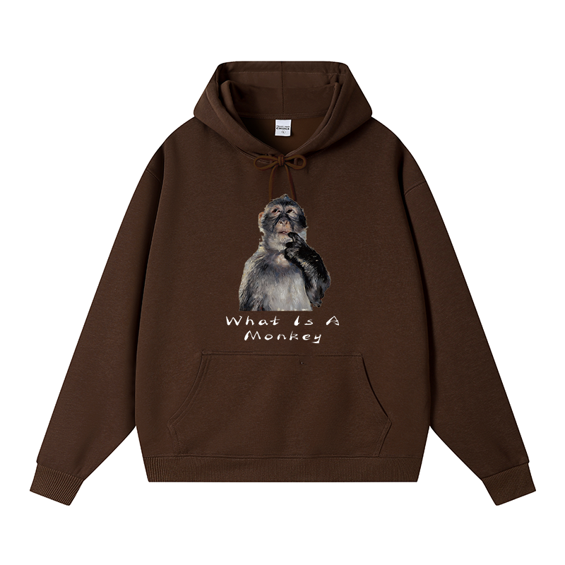 Tokyocanvas Funny Stupid Monkey Fleece Lined Hoodie