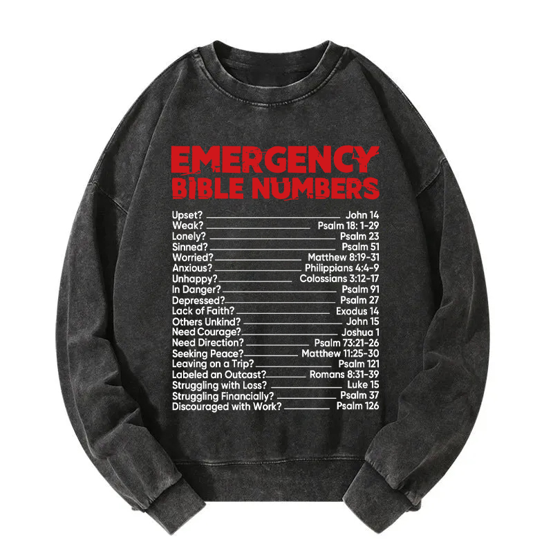 Tokyocanvas Bible Emergency Numbers Washed Sweatshirt