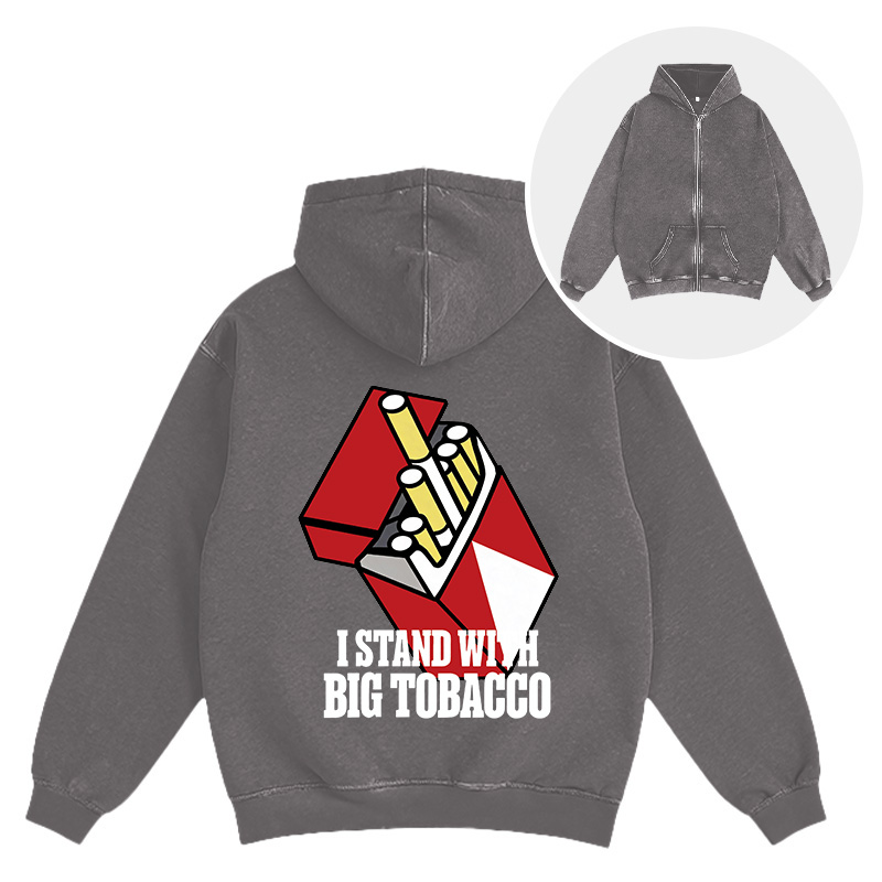Tokyocanvas I Stand with Big Tobacco Washed Zip Hoodie