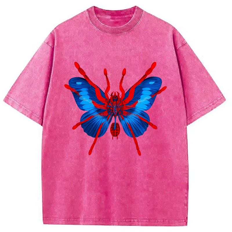 Tokyocanvas Japanese Art Blue Hallucinogenic Butterfly Washed T-Shirt