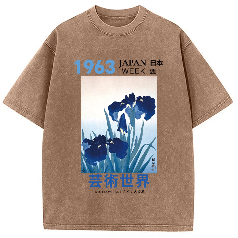 Tokyocanvas Iris Flowers Washed T-Shirt