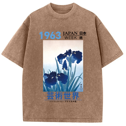 Tokyocanvas Iris Flowers Washed T-Shirt