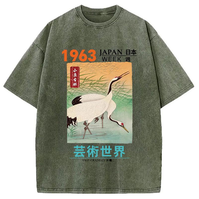 Tokyocanvas Two Cranes Washed T-Shirt