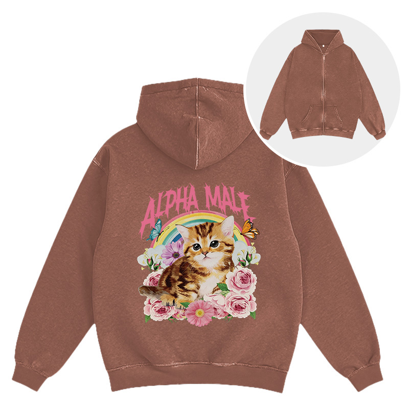Tokyocanvas Alpha Male Washed Zip Hoodie
