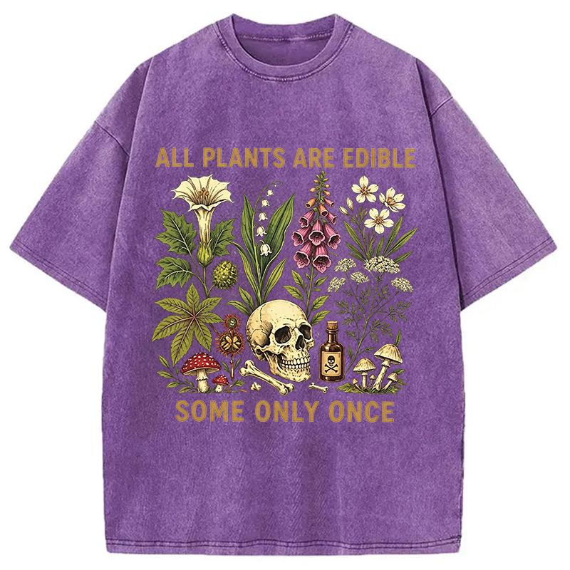 Tokyocanvas Edible Plants Some Only Once Joke Washed T-Shirt