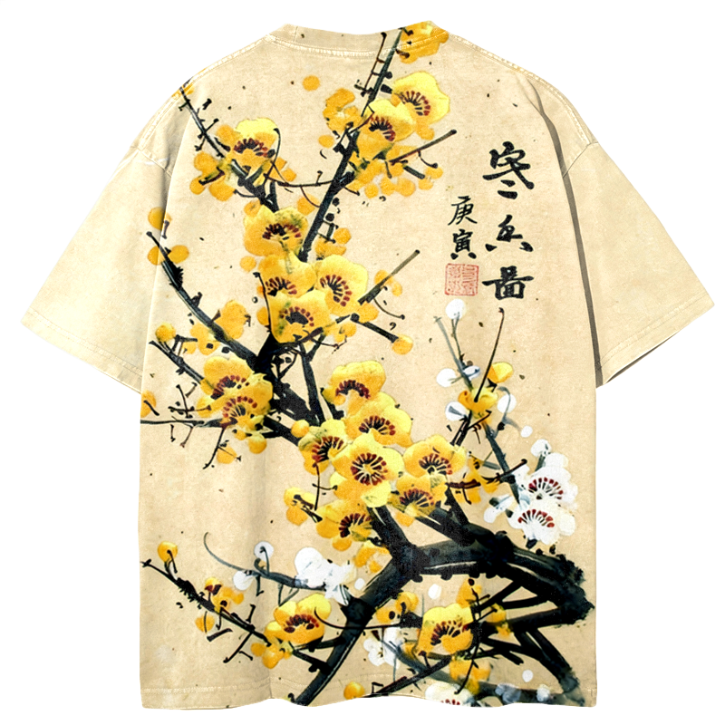 Tokyocanvas Yelllow Blossom Graphic Print T-Shirt