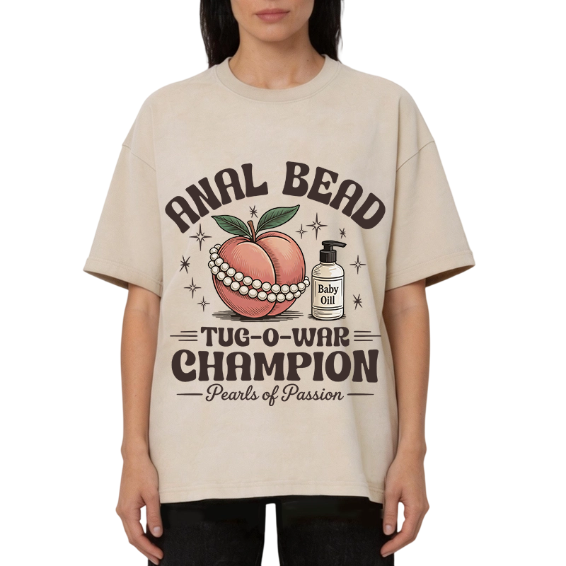 Tokyocanvas Anal Bead Tug-of-War Champion Washed T-Shirt