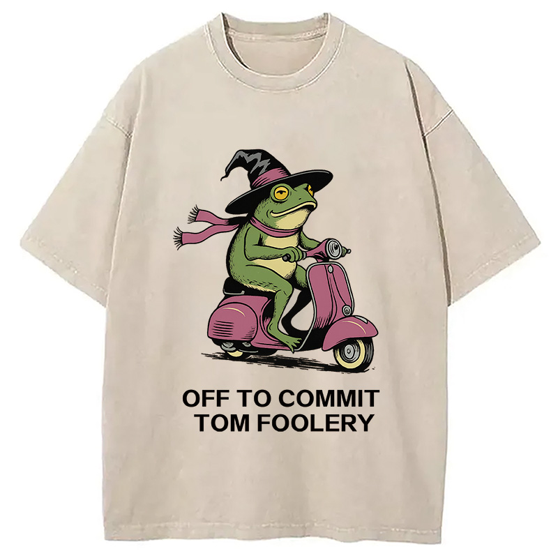 Tokyocanvas Off to Commit Tom Foolery Frog Washed T-Shirt