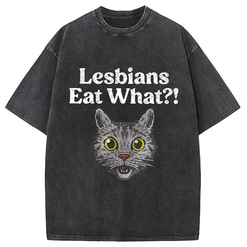 Tokyocanvas Lesbians Eat What Cat Washed T-Shirt