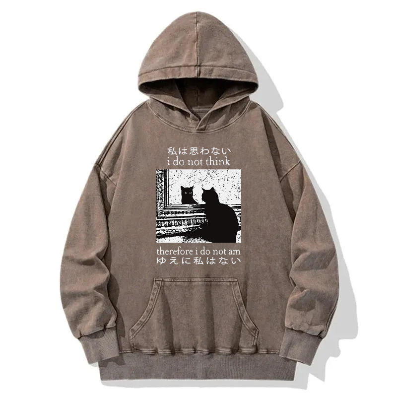 Tokyocanvas Thinking Cat Washed Hoodie